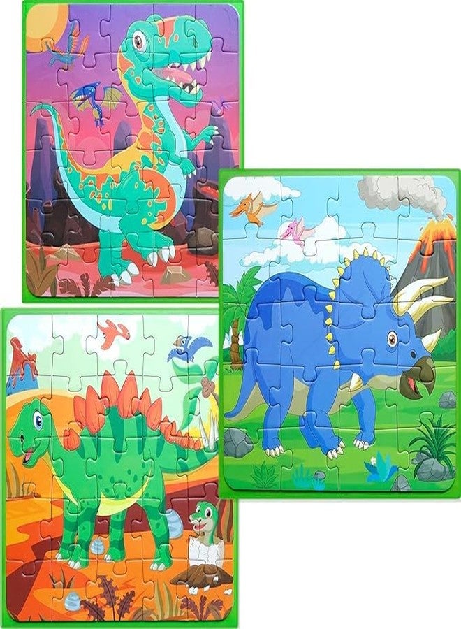 BLiSS HUES Dinosaur 3 in 1 Magnetic Jigsaw Puzzles for Kids- 20,25 and 30 Piece Puzzles Book for Toddlers-Travel Games, Preschool Educational Toys for 3-7 Year Old Boys and Girls - Image 3